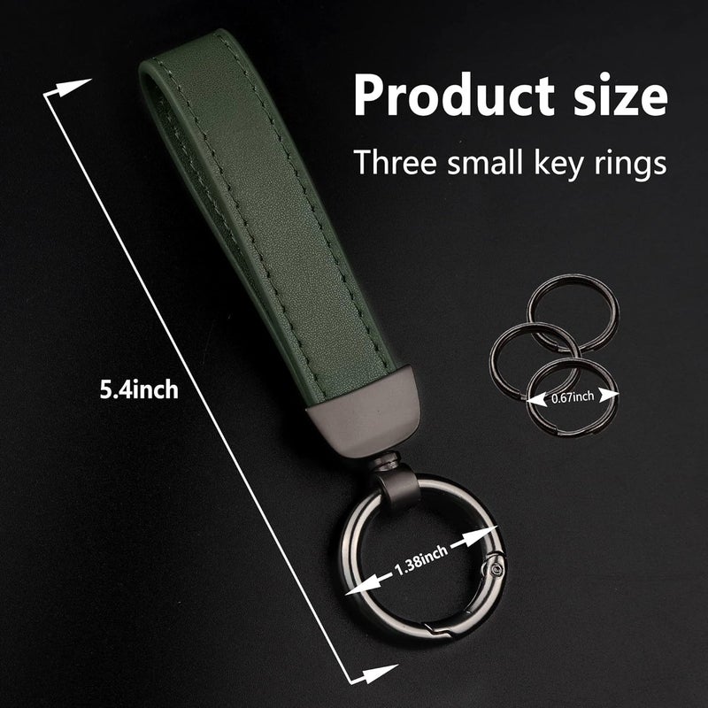 Turcee Leather Car Keychain, Creative Personality Leather Key Fob, Universal Key Fob Keychain for Men and Women (Green) - Image 5